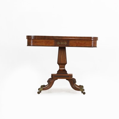 Lot 124 - A Regency strung mahogany fold-over card table
