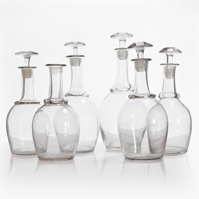 Lot 106 - A group of six glass decanters
