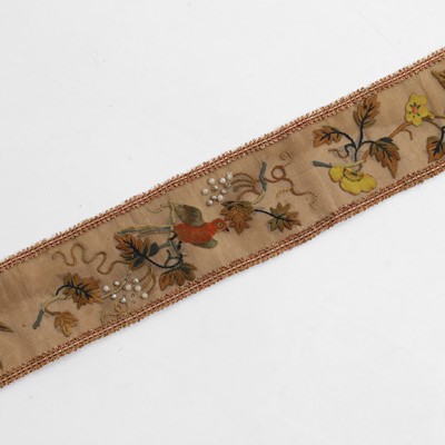 Lot 136 - An embroidered bell pull
