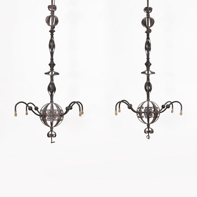 Lot 321 - A pair of wrought-iron ceiling lights