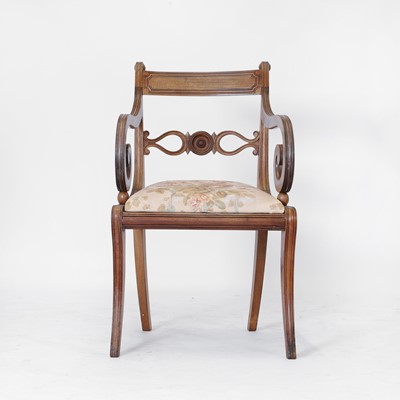 Lot 224 - A Regency mahogany bar-back elbow chair