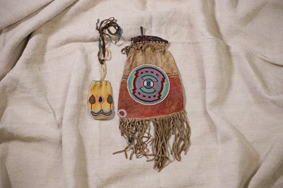 Lot 335 - A Native American beaded and painted hide bag