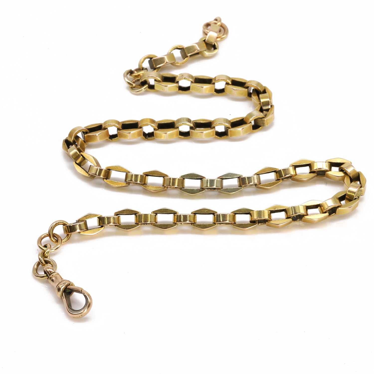 Lot 34 - An early 20th century 9ct gold watch chain