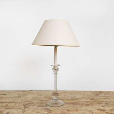 Lot 372 - A large glass candlestick table lamp