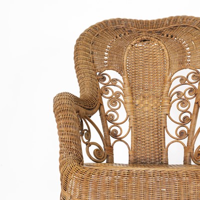 Lot 375 - A bentwood and wicker rocking chair
