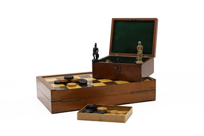 Lot 294 - A mahogany chess board and pieces