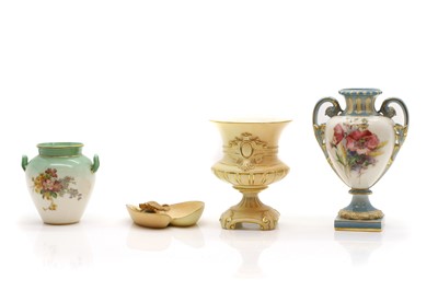Lot 101 - A group of three Royal Worcester porcelain miniature vases