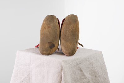 Lot 360 - A pair of Native American beaded hide moccasins