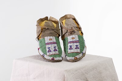 Lot 369 - A pair of Native American beaded moccasins