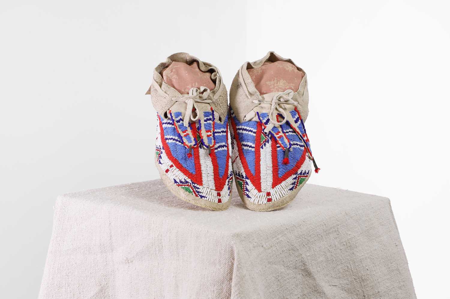 Lot 314 - A pair of Native American beaded moccasins