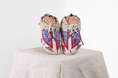 Lot 314 - A pair of Native American beaded moccasins