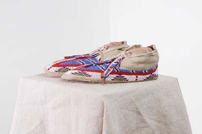 Lot 314 - A pair of Native American beaded moccasins