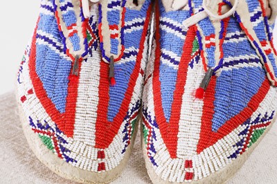 Lot 314 - A pair of Native American beaded moccasins