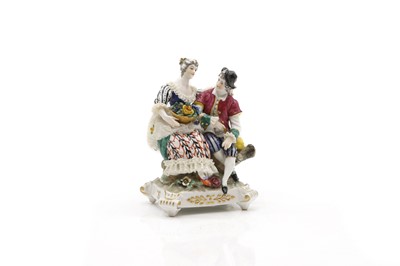 Lot 110 - A Dresden porcelain figure group