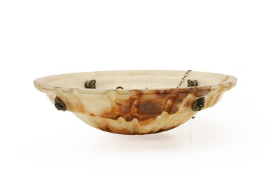 Lot 515 - An alabaster dished ceiling light shade