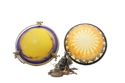 Lot 530 - A near pair of French glass ceiling lights