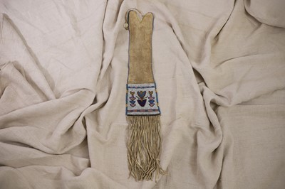 Lot 375 - A Native American beaded hide tobacco or pipe bag
