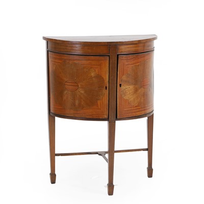 Lot 455 - A satinwood demilune cabinet