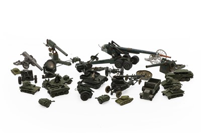 Lot 312 - A collection of Dinky and Britains military equipment and artillery pieces