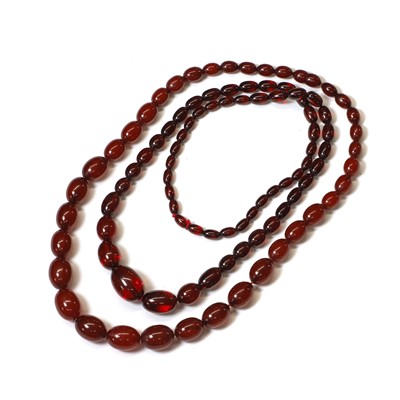 Lot 248 - Two graduated single row Bakelite bead necklaces