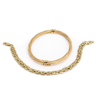 Lot 262 - Two 9ct gold bracelets.