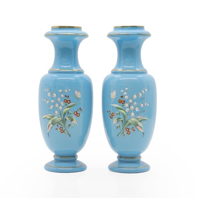 Lot 230A - A pair of French opaline glass vases