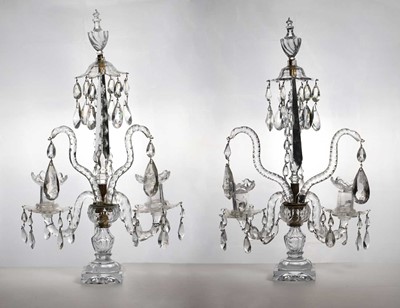 Lot 232 - A pair of Regency style cut glass candelabra