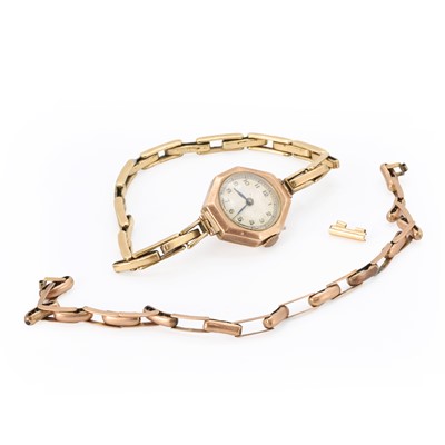 Lot 357 - A ladies' 9ct gold mechanical bracelet watch