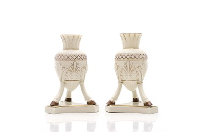 Lot 111 - A pair of Belleek porcelain vases