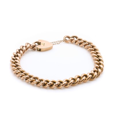 Lot 438 - A rose gold curb link bracelet