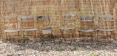 Lot 531 - A set six of French iron folding bistro or garden chairs