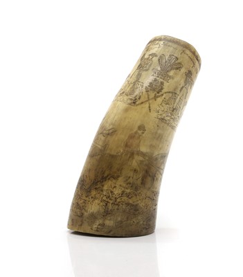Lot 578A - A Scrimshaw horn powder flask