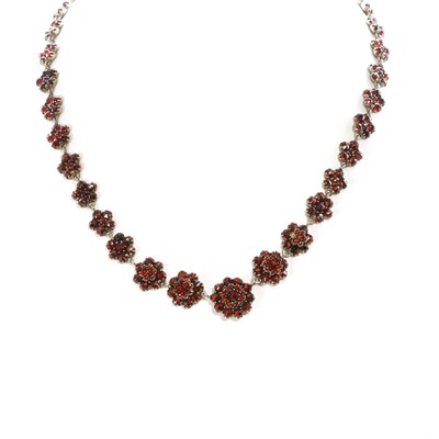 Lot 14 - A Bohemian garnet cluster necklace