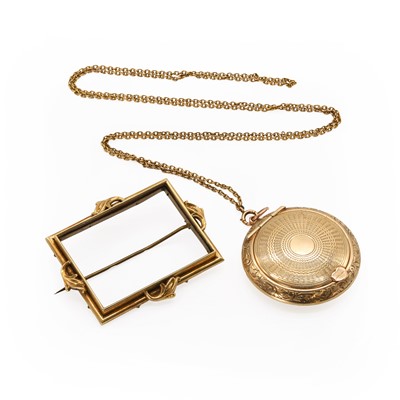 Lot 295 - An Edwardian 9ct gold locket pendant and a brooch frame