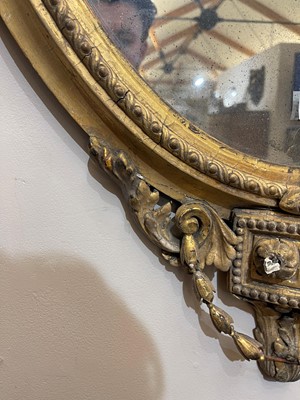 Lot 1 - A pair of carved giltwood and gesso girandole mirrors