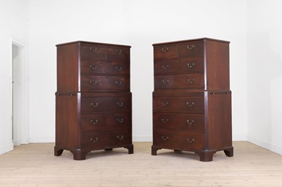 Lot 61 - A pair of George III mahogany chests on chests