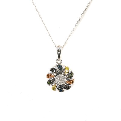 Lot 72 - A diamond and coloured diamond pendant