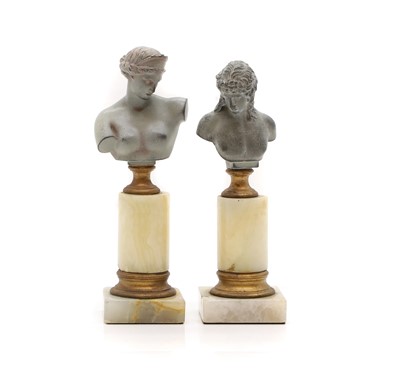 Lot 265A - A pair of Grand Tour style miniature painted metal busts