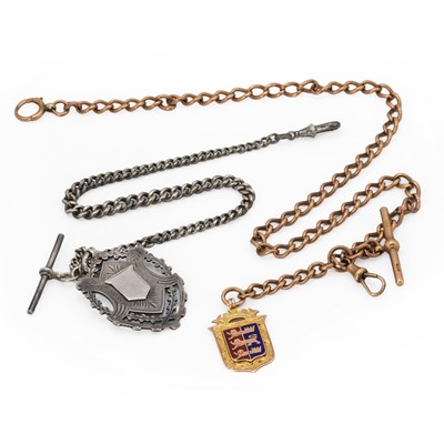 Lot 432 - A 9ct gold Albert chain and a silver Albert chain