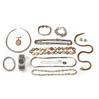 Lot 380 - A collection of silver and costume jewellery