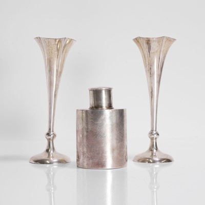 Lot 407 - A pair of Chinese silver spill vases