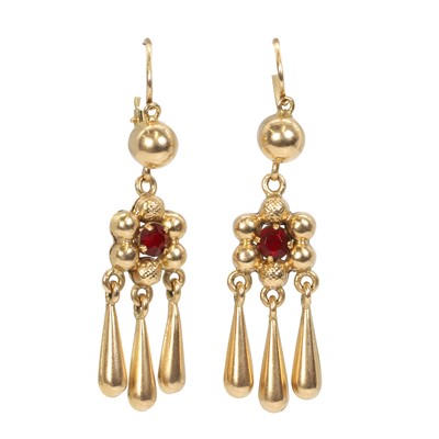Lot 109 - A pair of Italian gold paste drop earrings