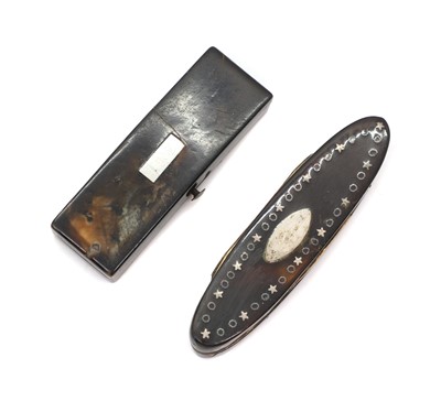 Lot 254 - A George III tortoiseshell and gold inlaid toothpick case