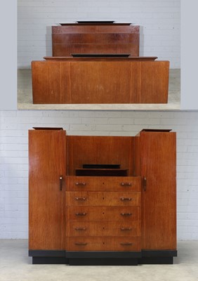 Lot 737 - An Art Deco walnut and ebonised bedroom suite