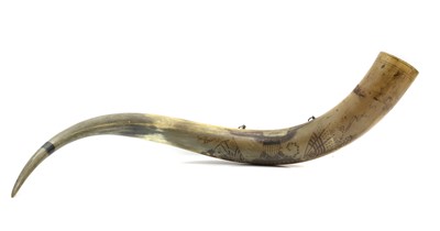 Lot 577 - A ‘Trade and Peace’ engraved bison horn