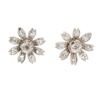 Lot 178 - A pair of diamond flower stud earrings