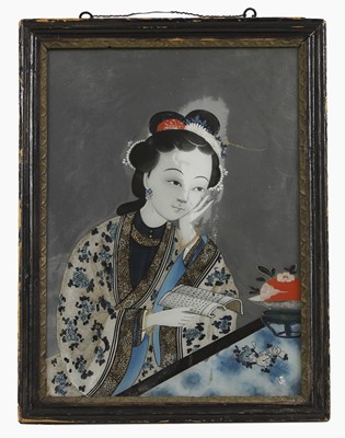 Lot 113 - A Chinese reverse glass painting