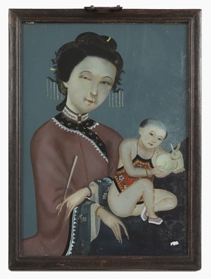 Lot 112 - A Chinese reverse glass painting