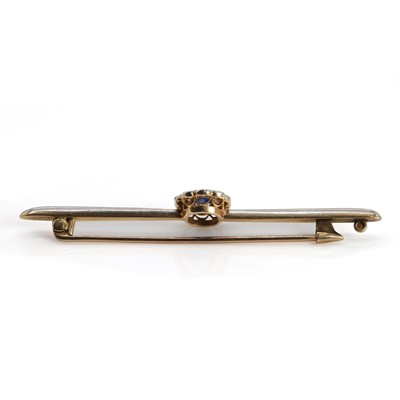 Lot 63 - A sapphire and diamond bar brooch