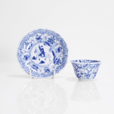 Lot 38 - A Chinese blue and white cup and saucer